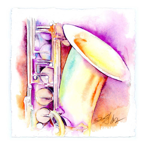 watercolor of a tenor saxophone