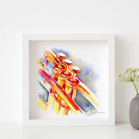 Orange trumpet watercolor painting