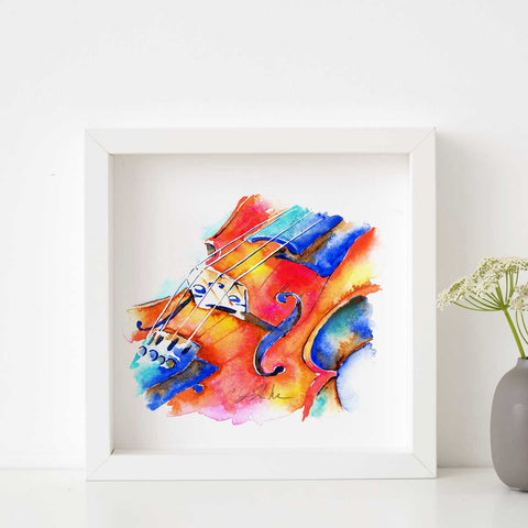 Orange and blue viola watercolor print