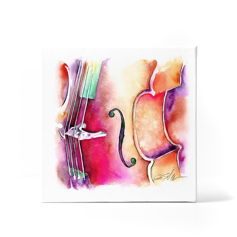 Colorful abstract painting of a violin on a white background