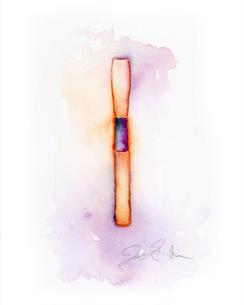 Oboe Reed Watercolor in Orange and Violet