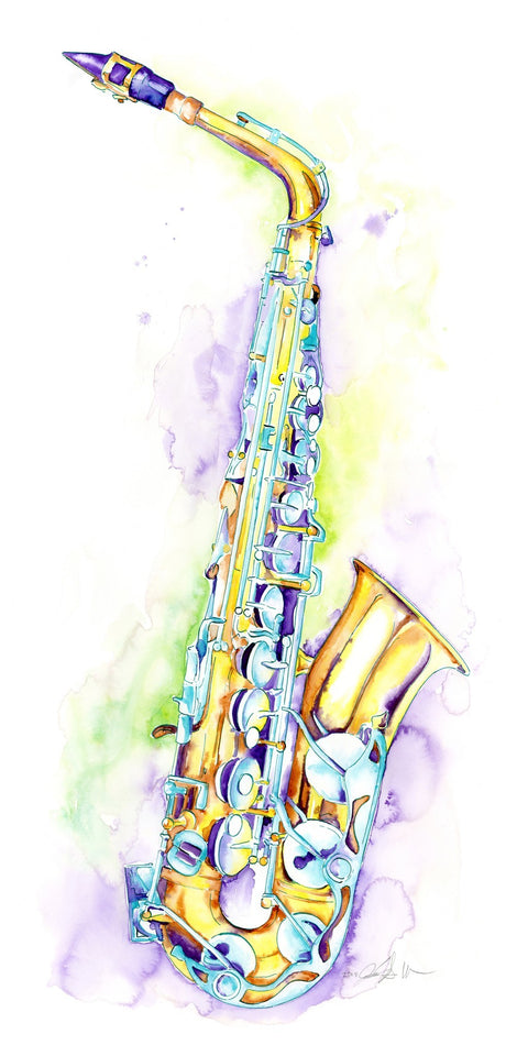 Alto Saxophone Art - Jazz Sax watercolor art