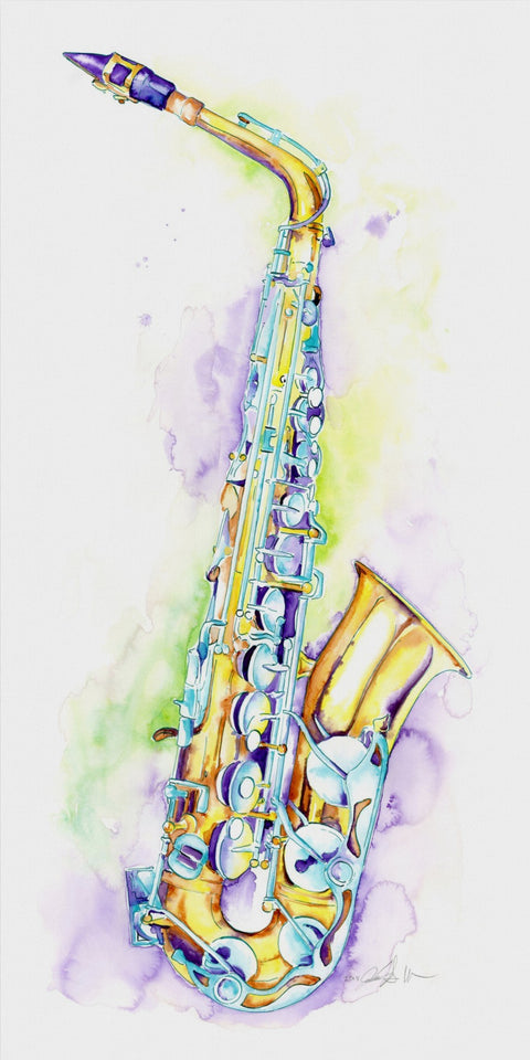 Alto Saxophone Art - Jazz Sax watercolor art