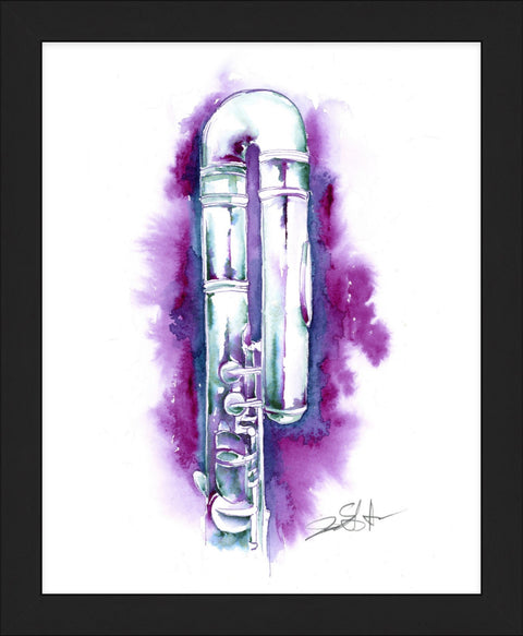 Alto Flute in Grape - Colorful Curved Alto Flute watercolor