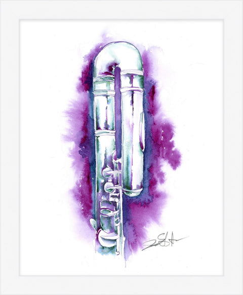 Alto Flute in Grape - Colorful Curved Alto Flute watercolor