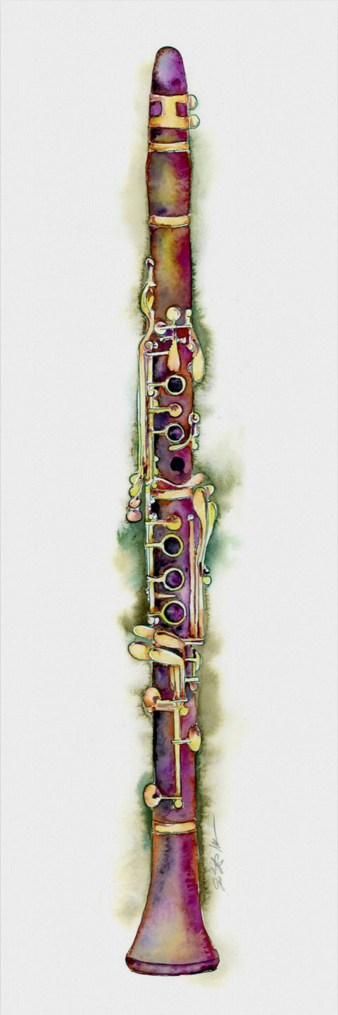 Clarinet With Gold Keys  | Musical Instrument Painting