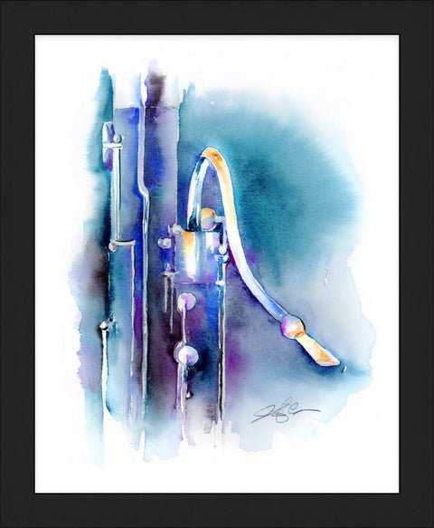 Bassoon in Blueberry Watercolor Art