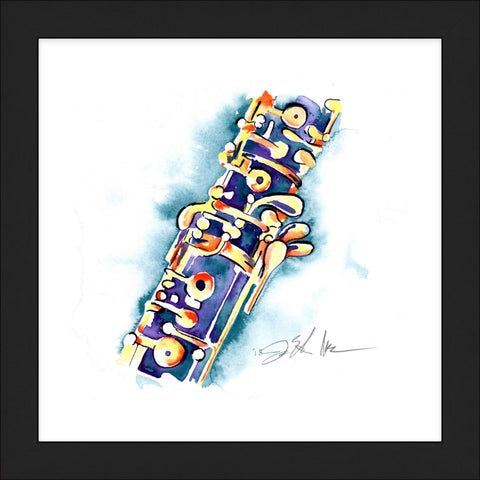 Blueberry Oboe Watercolor Painting