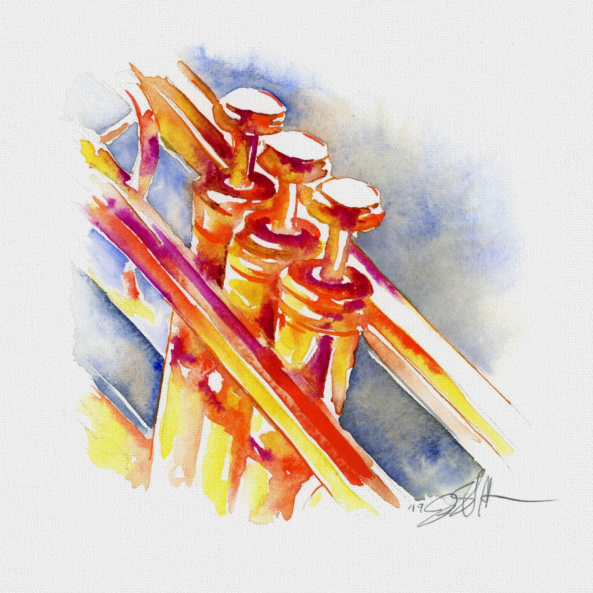 Trumpet Art Print | Tangerine Trumpet Watercolor - 8x8 – Jamie