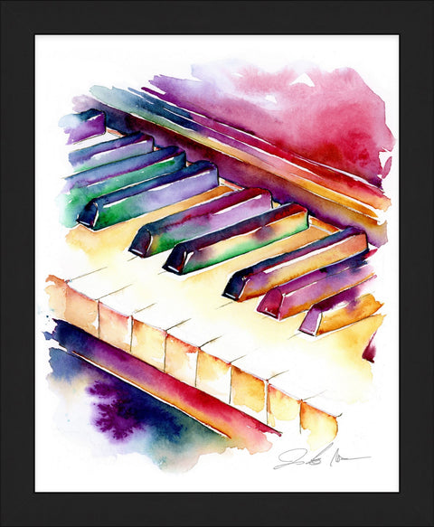 Colorful piano keys watercolor painting by Jamie Hansen