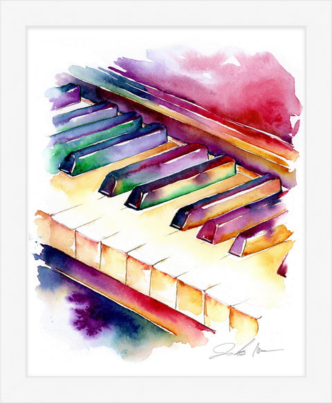 Colorful piano keys watercolor painting by Jamie Hansen