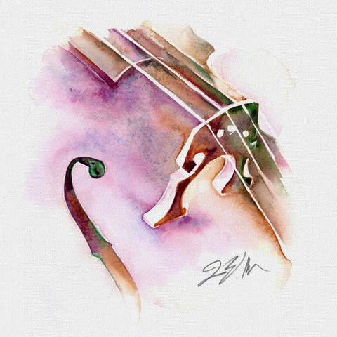 Cello in Moonglow 8" x 8" watercolor