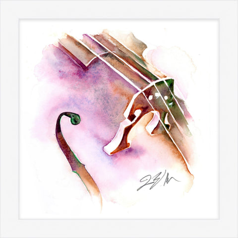 Cello in Moonglow 8" x 8" watercolor