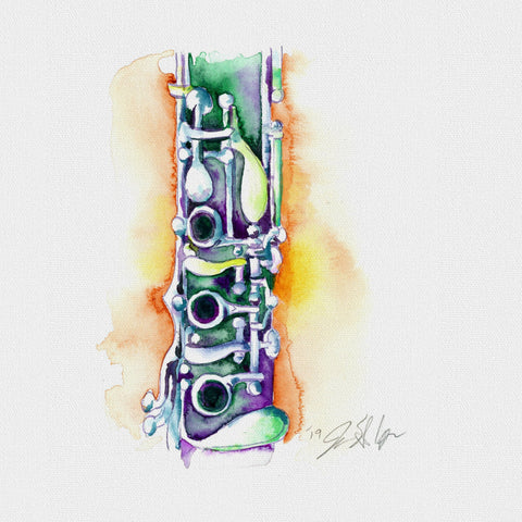 Colorful Clarinet Watercolor - Colorful Woodwinds Art