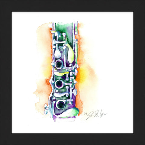 Colorful Clarinet Watercolor - Colorful Woodwinds Art