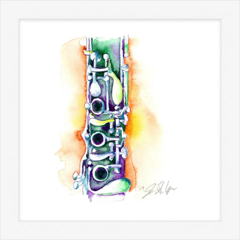 Colorful Clarinet Watercolor - Colorful Woodwinds Art