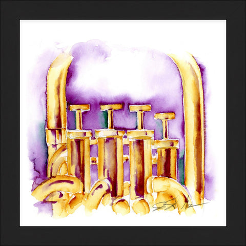 Four Valve Tuba 8" x 8" Watercolor Painting