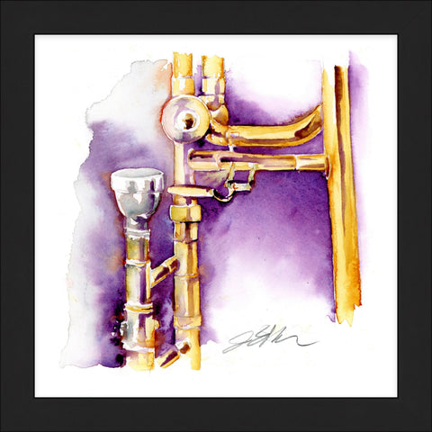 Gold Trombone Watercolor Painting