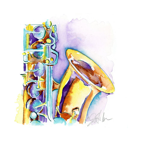 Saxophone in Lavender 8" x "8" Print