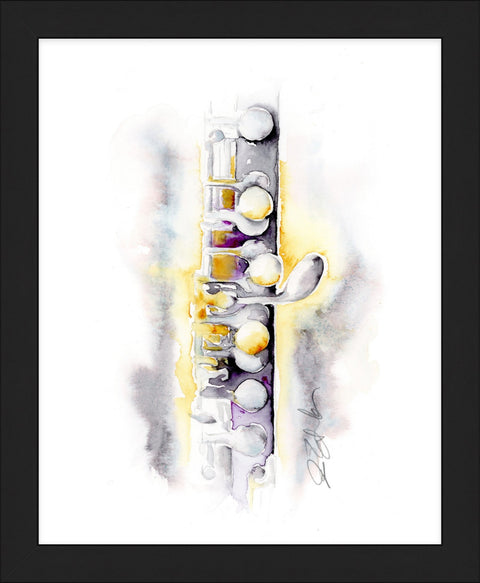 Gold and Silver Piccolo Painting- Woodwinds Watercolor Art by Jamie Hansen
