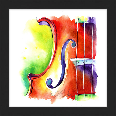 Strawberry Violin - Orchestra Strings Watercolor Painting