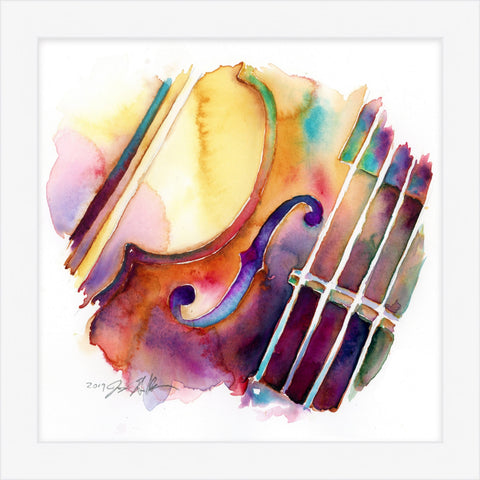 Viola and Bow 8” x 8” Colorful Orchestra Print