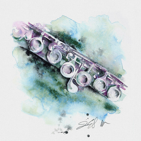 Flute in Moonglow 8" x 8" watercolor