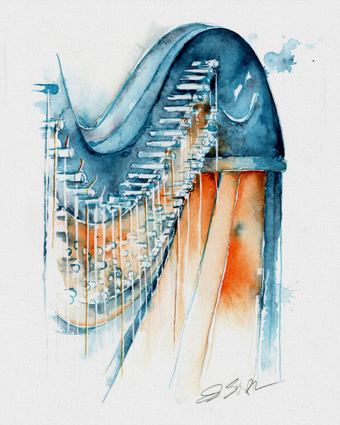 Harp in Blue and Ochre