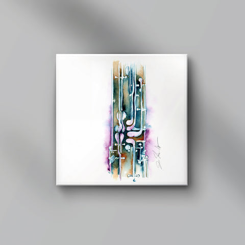 Abstract bassoon art print on a gray background