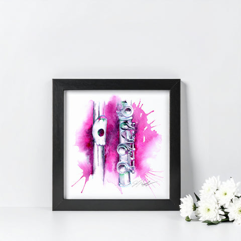Flute in Moonglow and Magenta | 8" x 8" Print | Watercolor Painting by Jamie Hanse