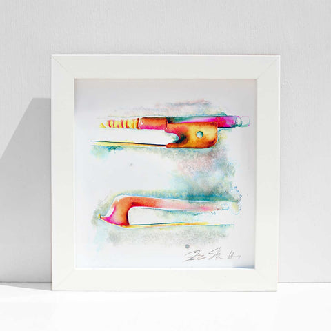 Candy Colored Violin Bow - 8" x 8" watercolor