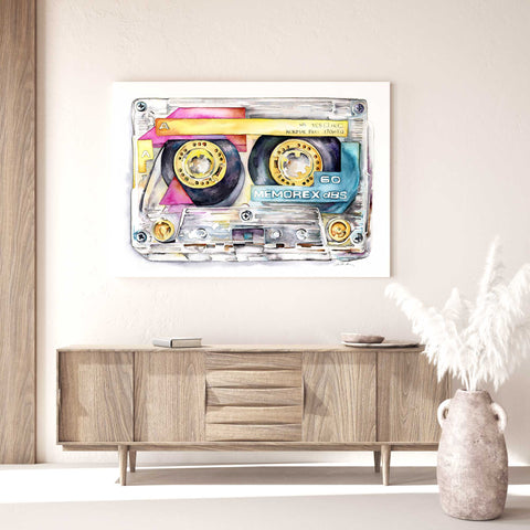 Memorex Cassette Tape - Large scale watercolor by Jamie Hansen