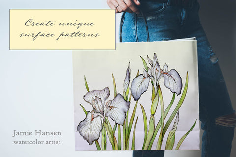 Spring Iris Illustration Set - Hand Drawn Floral Illustrations by Jamie Hansen - Jamie Hansen Art