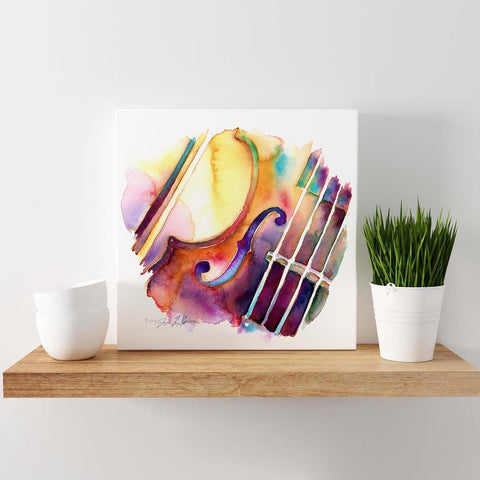 colorful violin and bow artwork