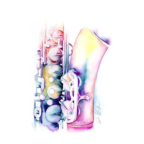 Tenor Saxophone 8" x 10" watercolor
