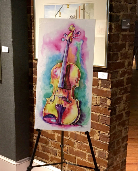 Viola in Sunlight- Strings painting - orchestra watercolor by Jamie Hansen - Jamie Hansen Art