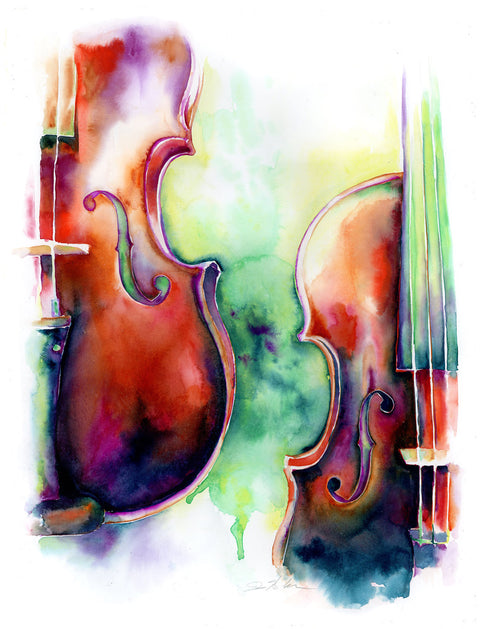 The Space Between Us: Two Violins Art by Jamie Hansen - Jamie Hansen Art