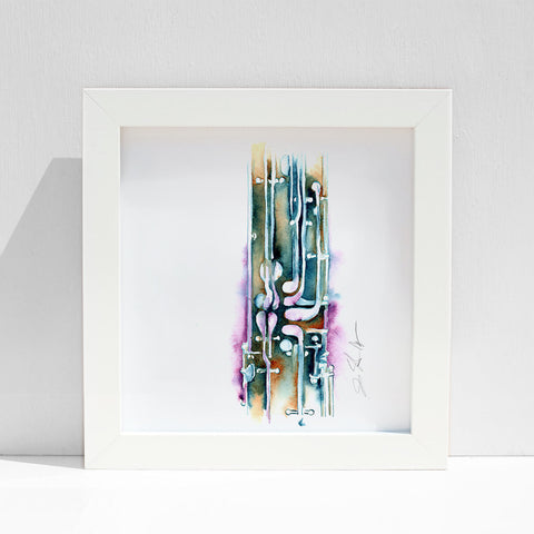 Bassoon Watercolor Painting | framed colorful basoon 