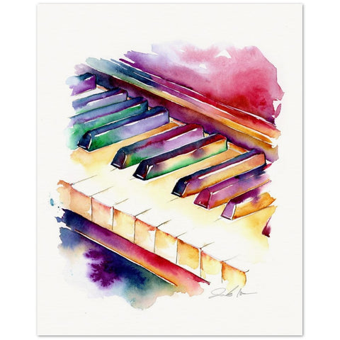 Colorful painting of piano keys printed on an 8x10 paper. 