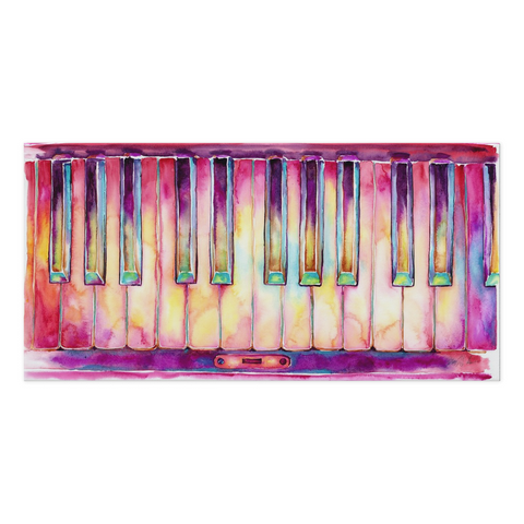 Two Octaves Piano watercolor - colorful keyboard painting by Jamie Hansen - Jamie Hansen Art