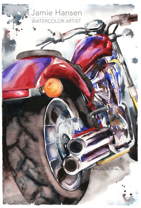 Fury Honda Motorcycle Watercolor Painting - Jamie Hansen Art