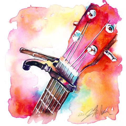 Capo and Headstock Watercolor Painting