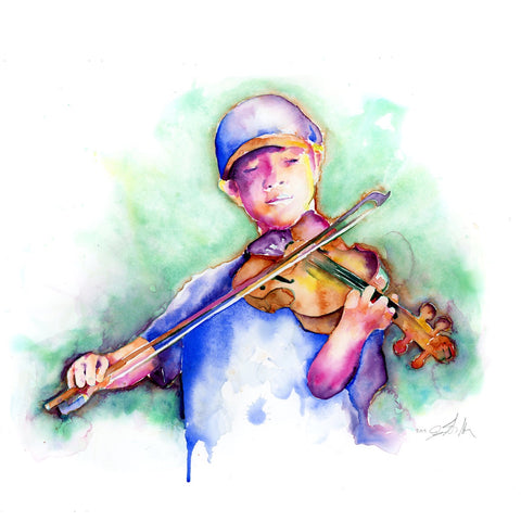 Fiddle Player - Violin Player Art Print by Jamie Hansen - Jamie Hansen Art