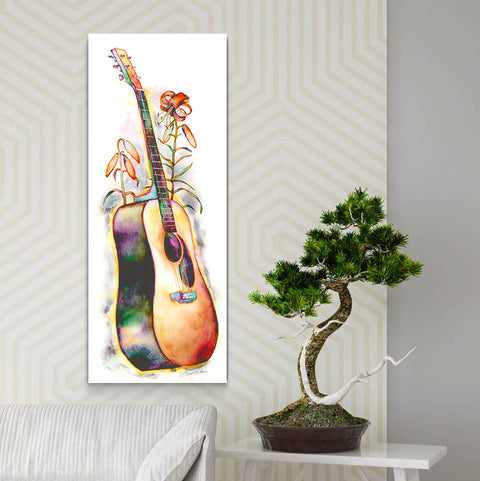 Martin and Lilly Acoustic Guitar Painting by Jamie Hansen - Jamie Hansen Art