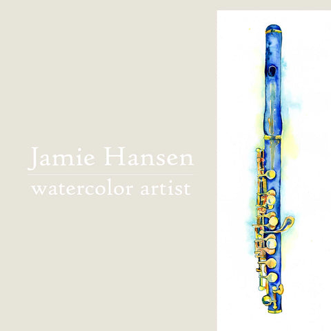 Piccolo Painting- Woodwinds Watercolor Art by Jamie Hansen