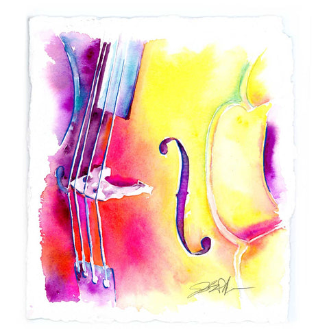 "Cello Yellow" Watercolor Painting